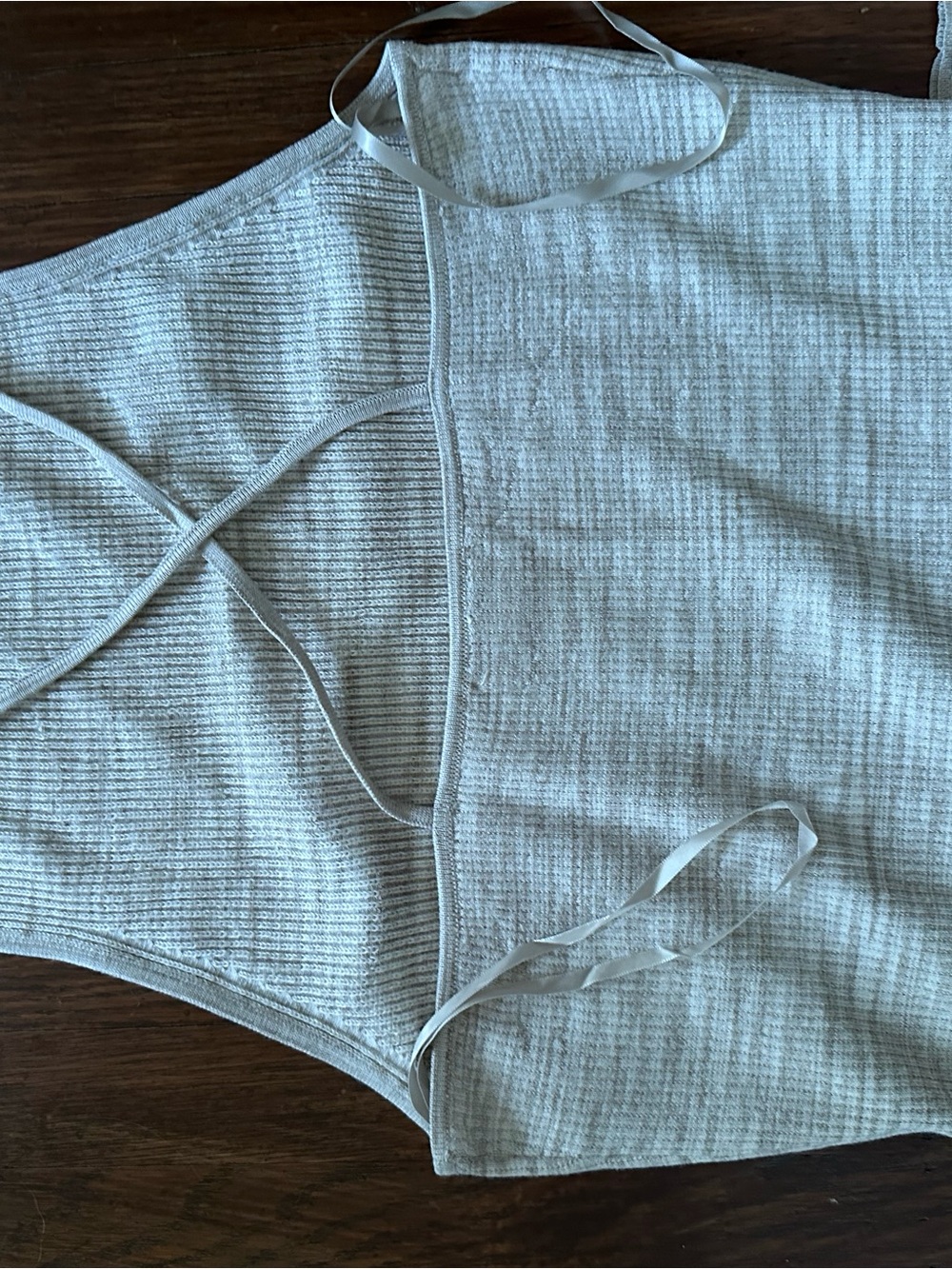 Light Biege Ribbed Halter Tank Dress - Picture 2 of 5